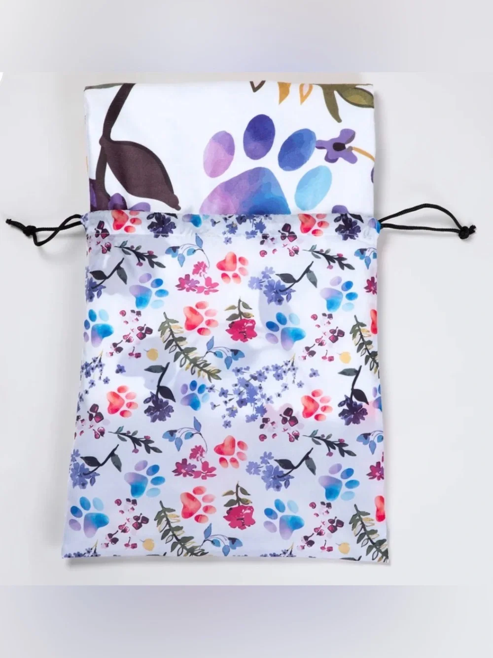 Sand-Free Floral Paws Microfiber Beach Towel With Drawstring Carry Bag